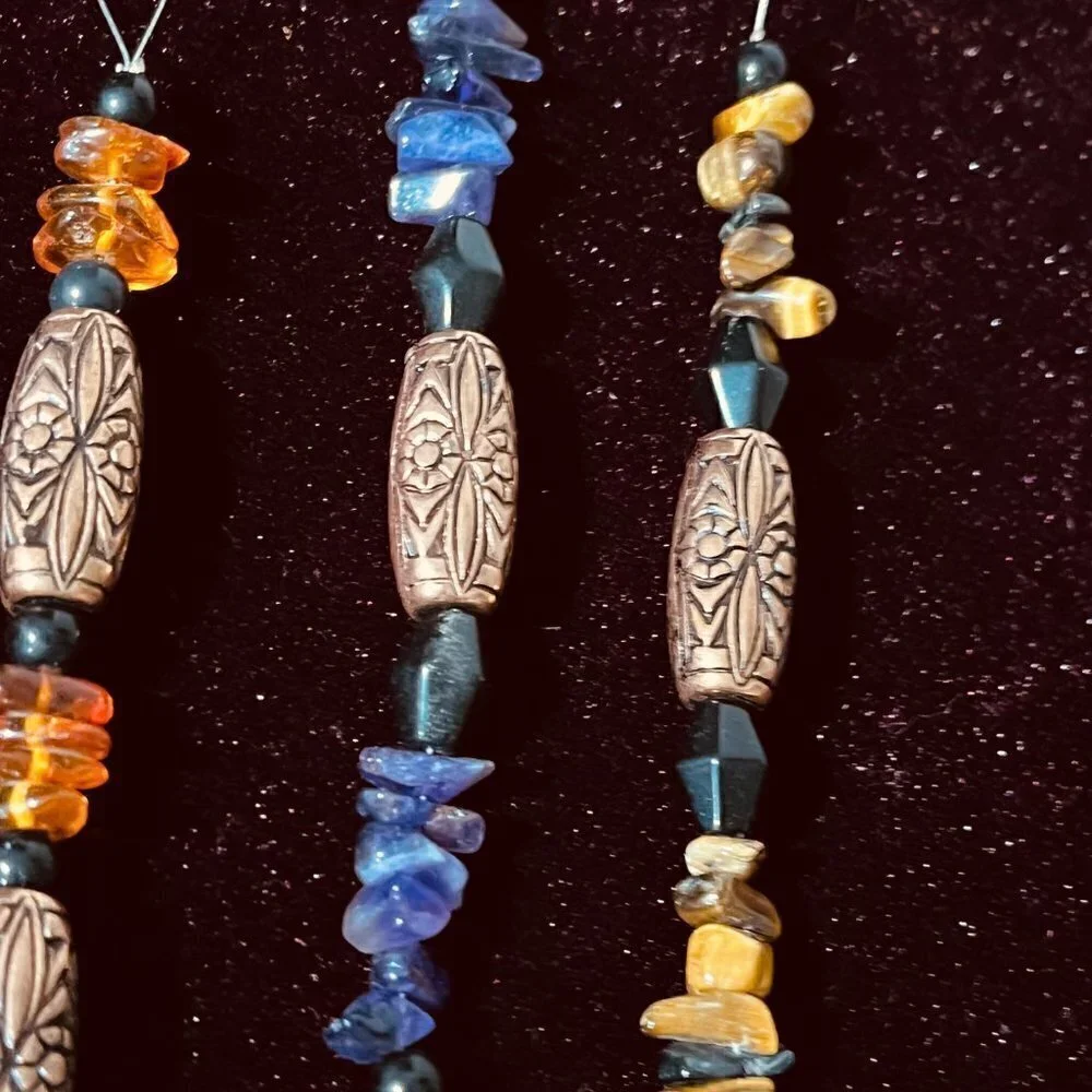 Handcrafted Genuine Stone Ornaments Lapis, Amethyst, Tiger Eye, Amber, Malachite